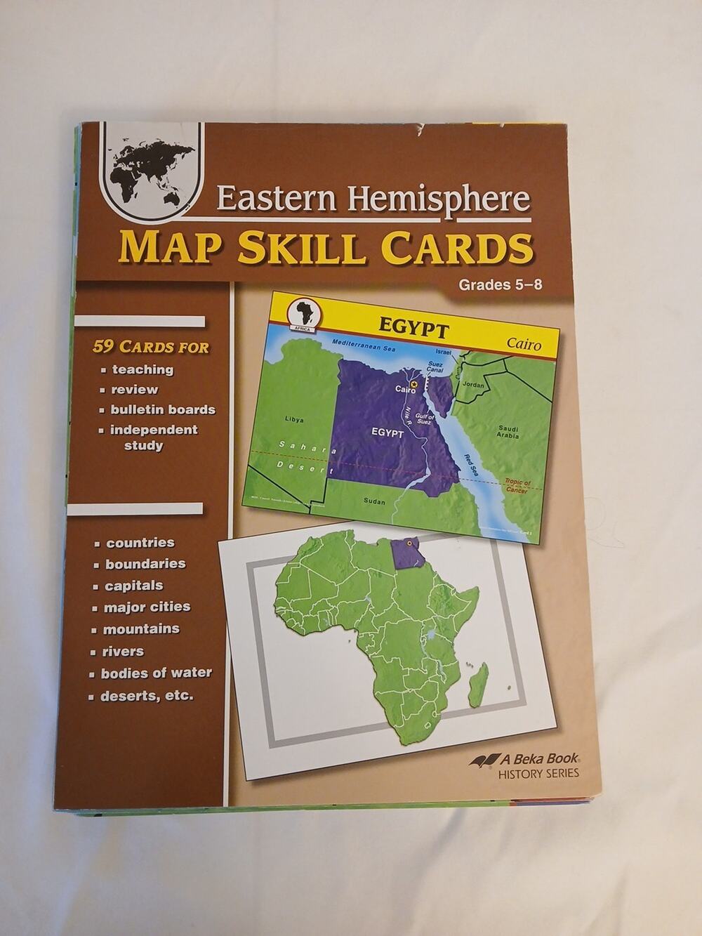 ABEKA Eastern Hemisphere Map Skill Cards Grades 5-8 NEW Homeschool